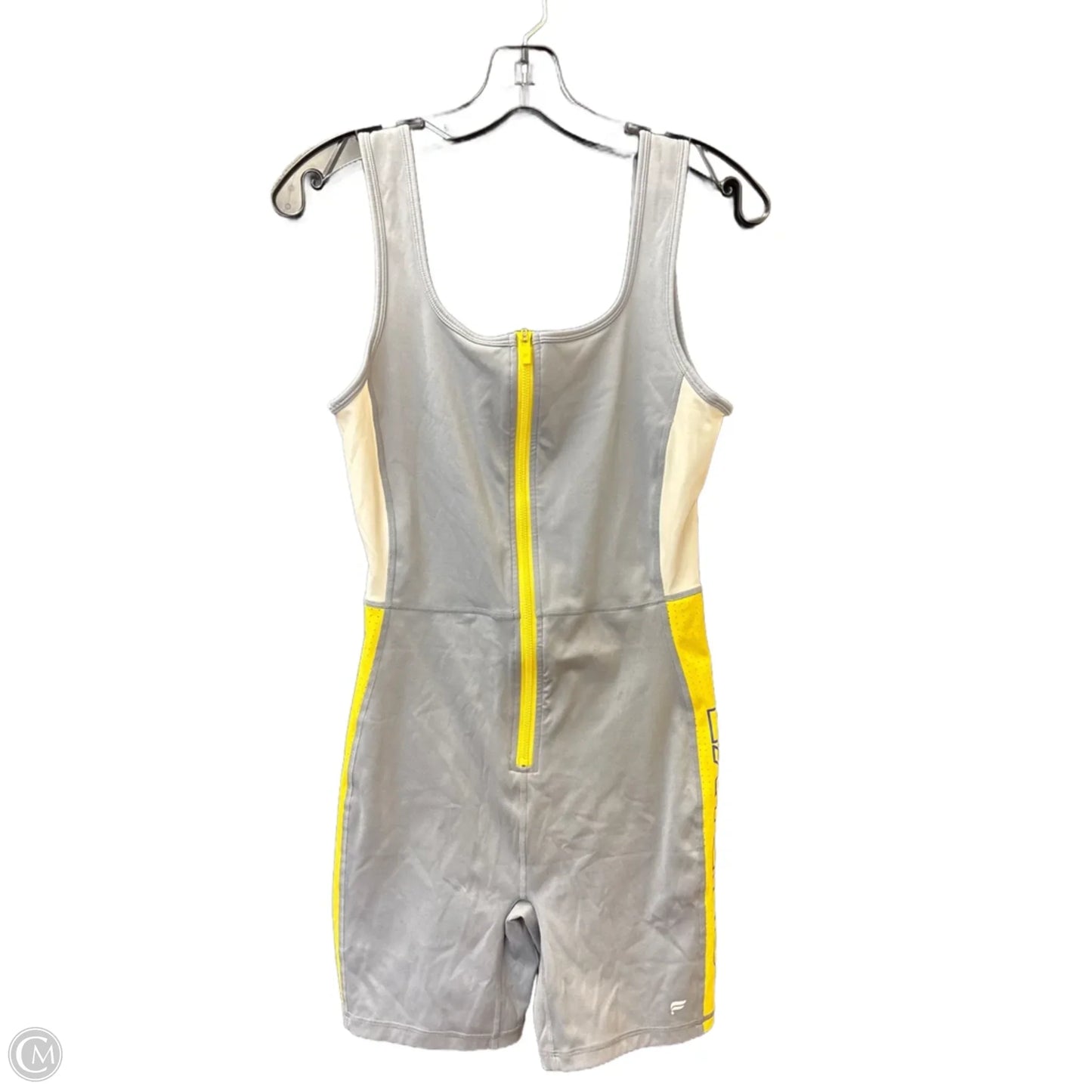 Athletic Dress By Fabletics In Grey & Yellow, Size: 0