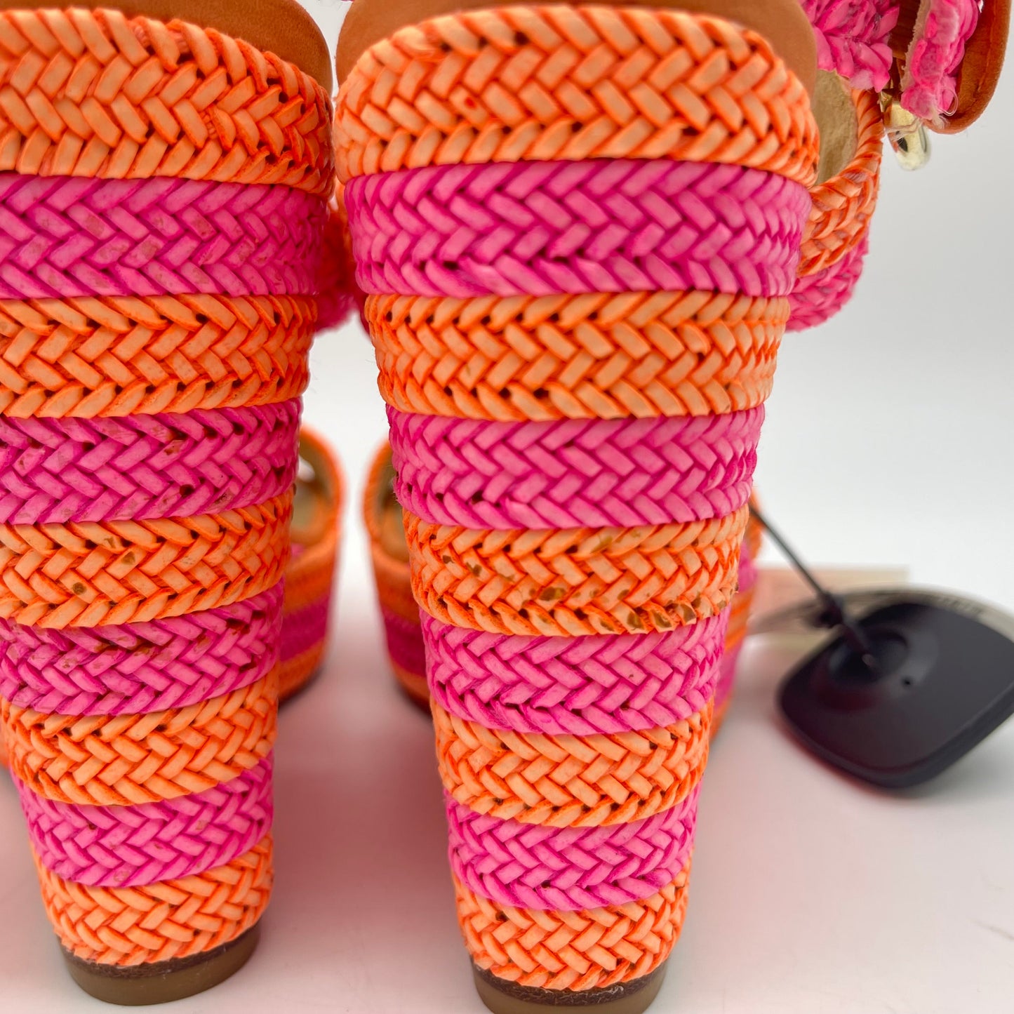 Orange & Pink Sandals Heels Wedge Stuart Weitzman, Size 6