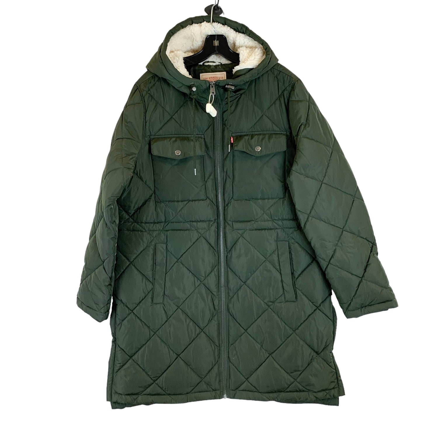 Green Coat Puffer & Quilted Levis, Size L