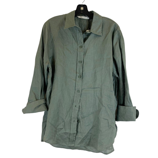 Green Blouse Long Sleeve Zara, Size Xs