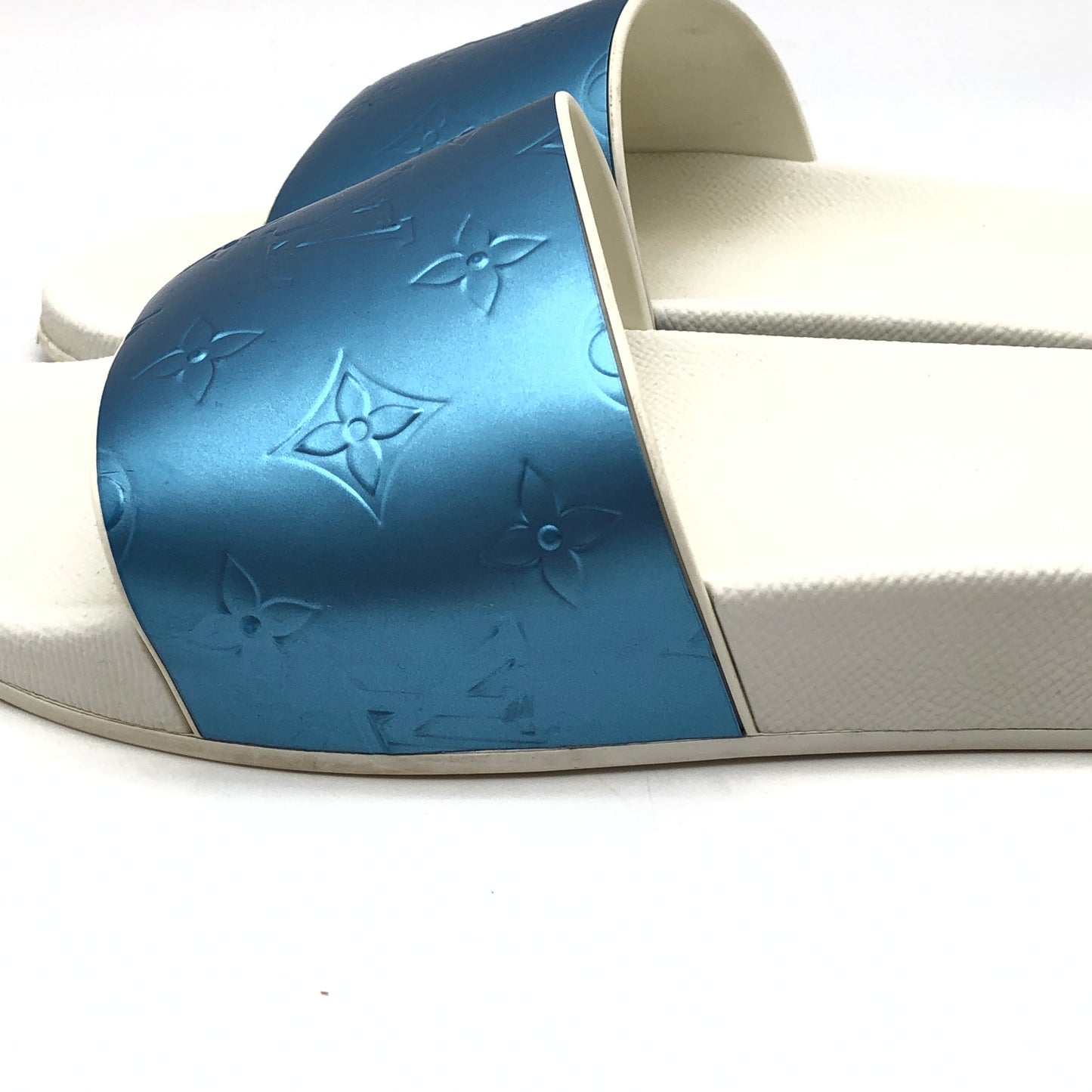 Blue & White Sandals Luxury Designer Louis Vuitton, Size 8.5