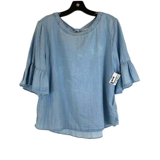 Blue Denim Top Short Sleeve Basic Susina, Size L