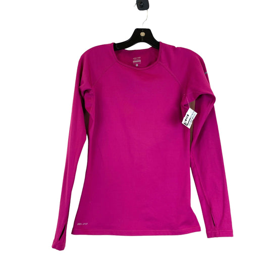 Pink Athletic Top Long Sleeve Collar Nike Apparel, Size S