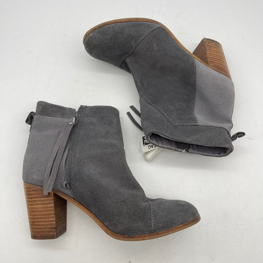 Grey Boots Ankle Heels Toms, Size 8