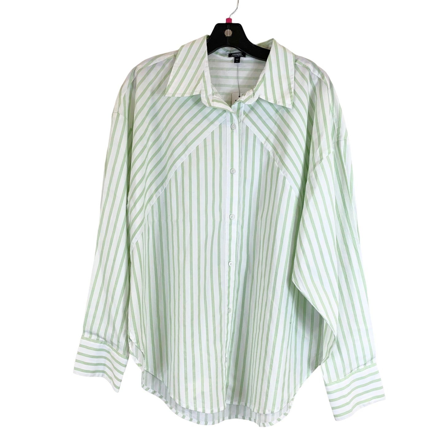 Green & White Top Long Sleeve Express, Size L