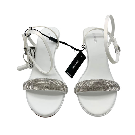 Silver & White Sandals Heels Stiletto Express, Size 10