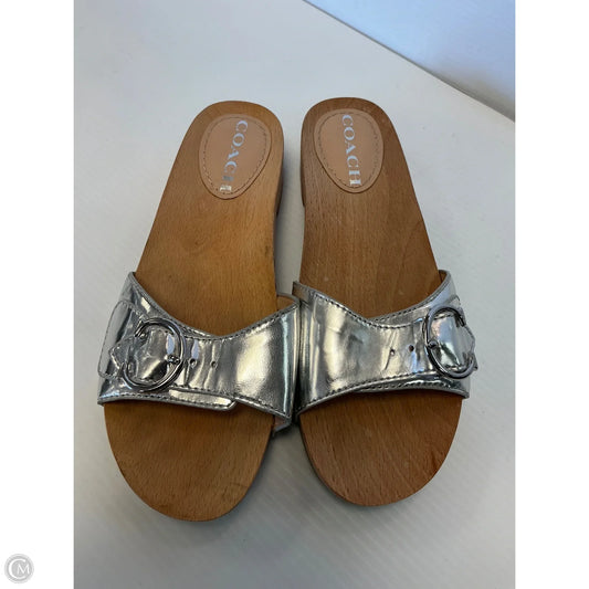 Sandals Designer By Coach In Silver, Size: 7