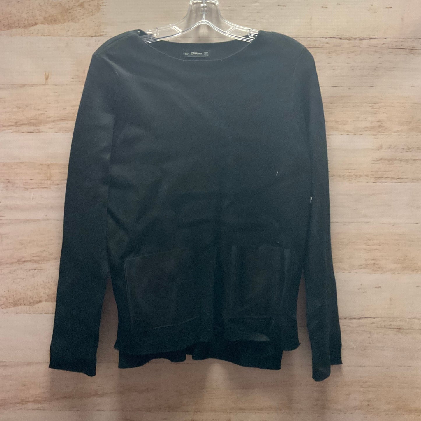 Top Long Sleeve By Zara In Black, Size: M