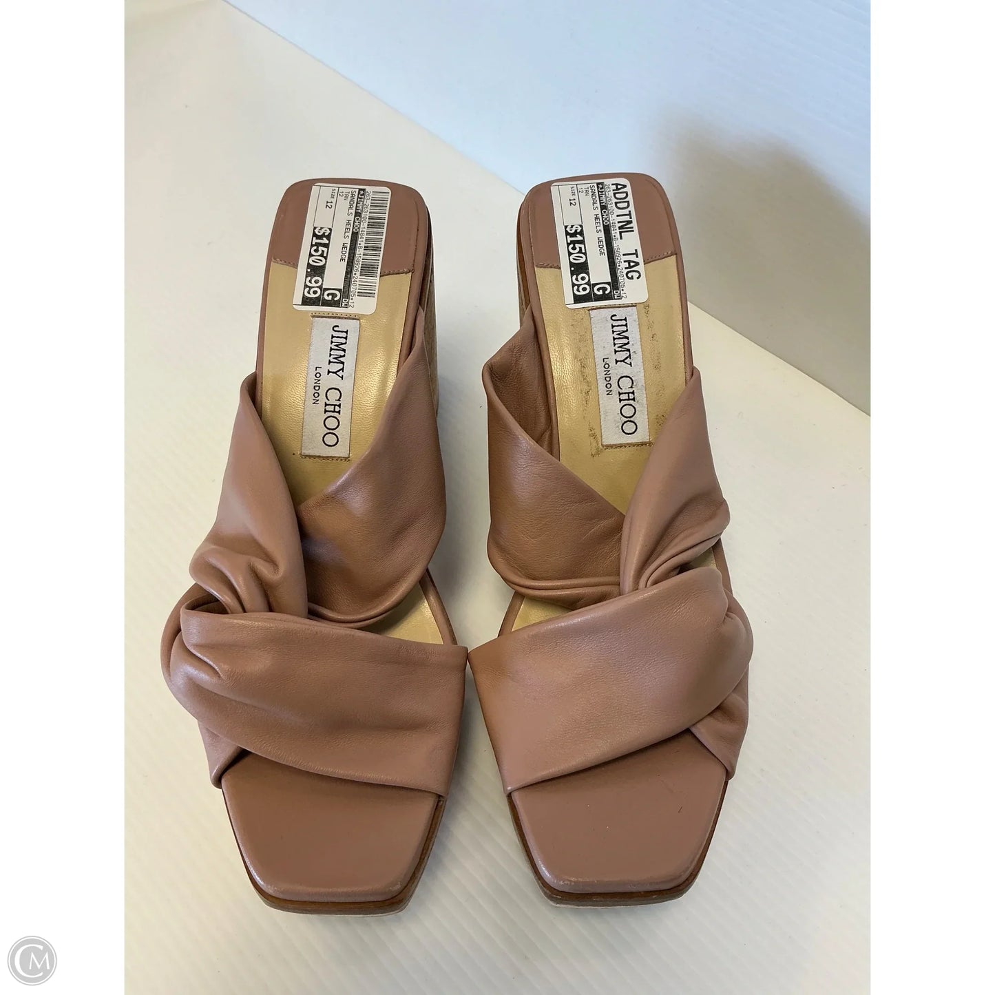 Sandals Heels Wedge By Jimmy Choo In Tan, Size: 12