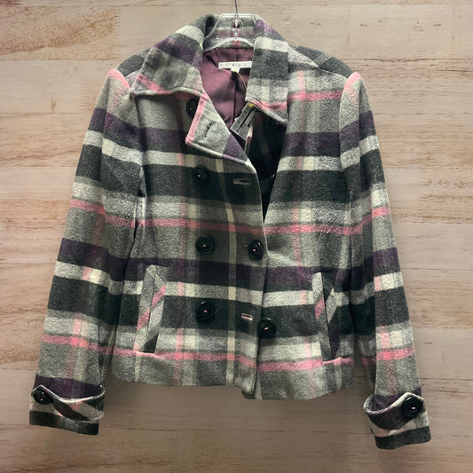 Coat Peacoat By Cabi In Plaid Pattern, Size: 8