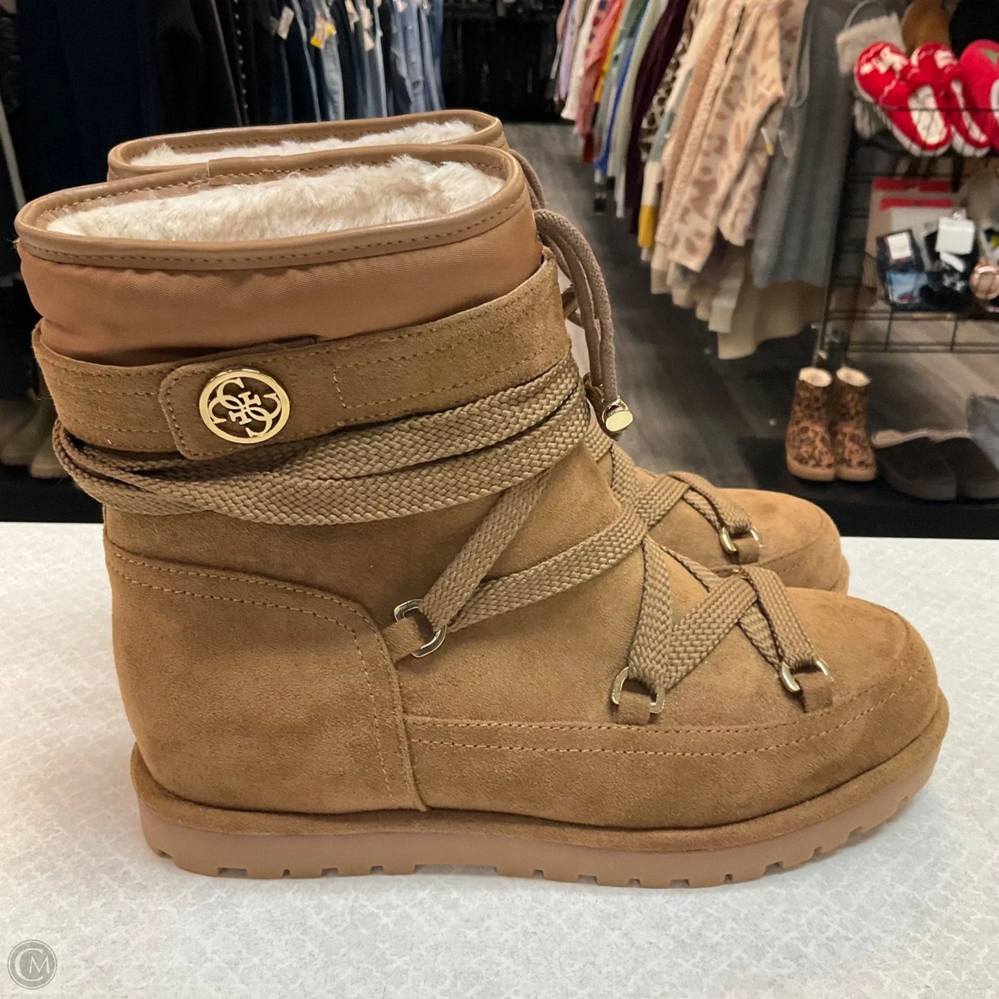 Boots Ankle Flats By Guess In Brown, Size: 7.5