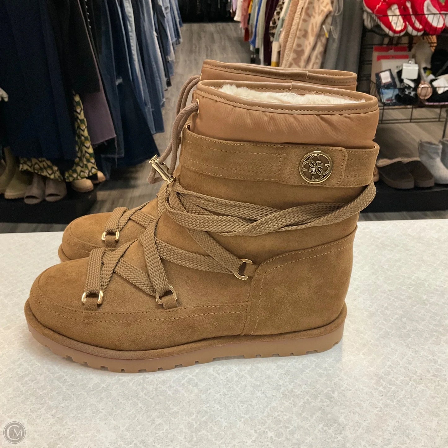 Boots Ankle Flats By Guess In Brown, Size: 7.5