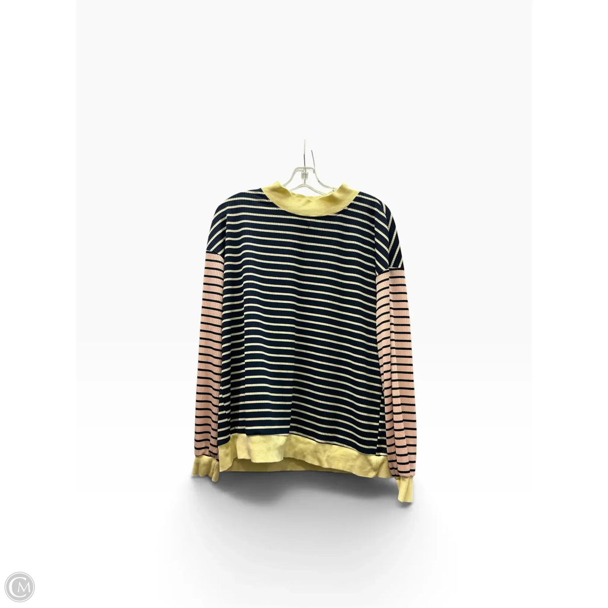 Top Long Sleeve By Qinsen In Striped Pattern, Size: L