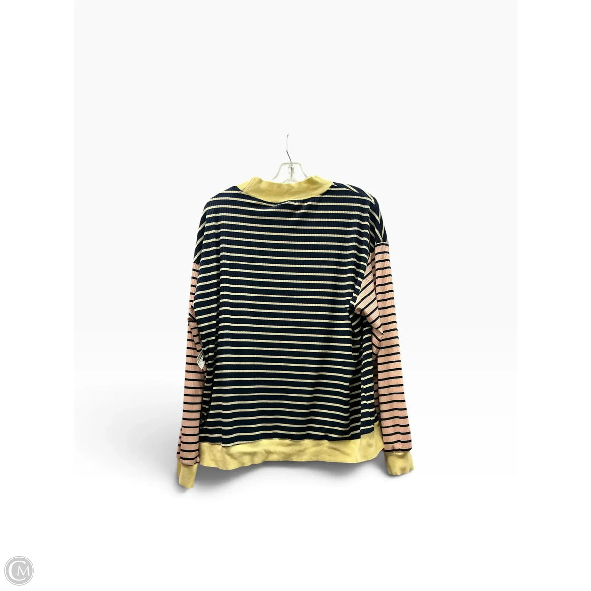 Top Long Sleeve By Qinsen In Striped Pattern, Size: L