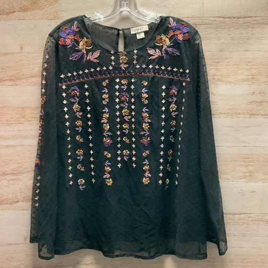 Top Long Sleeve By Style And Company In Black, Size: L