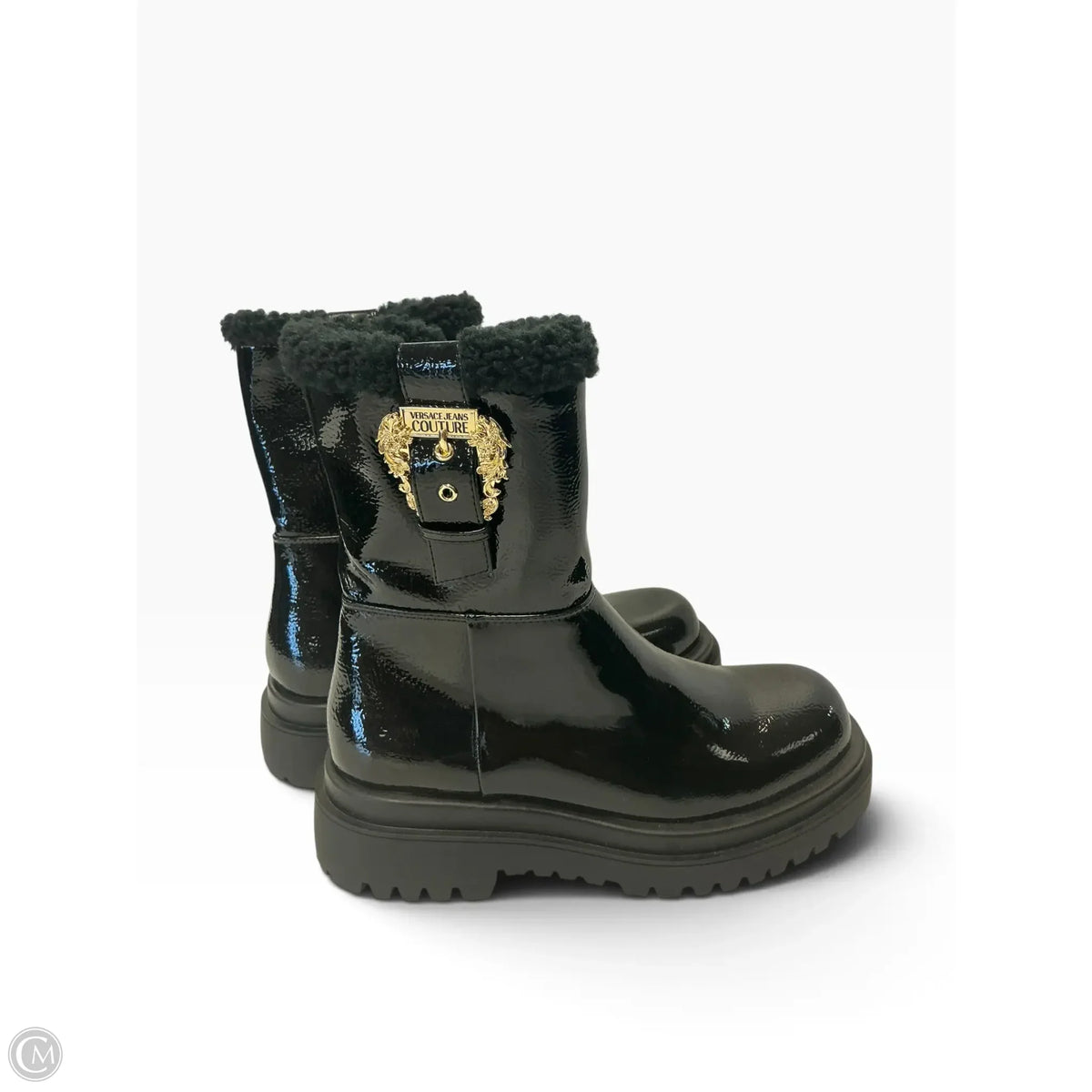Boots Ankle Flats By Versace In Black, Size: 9