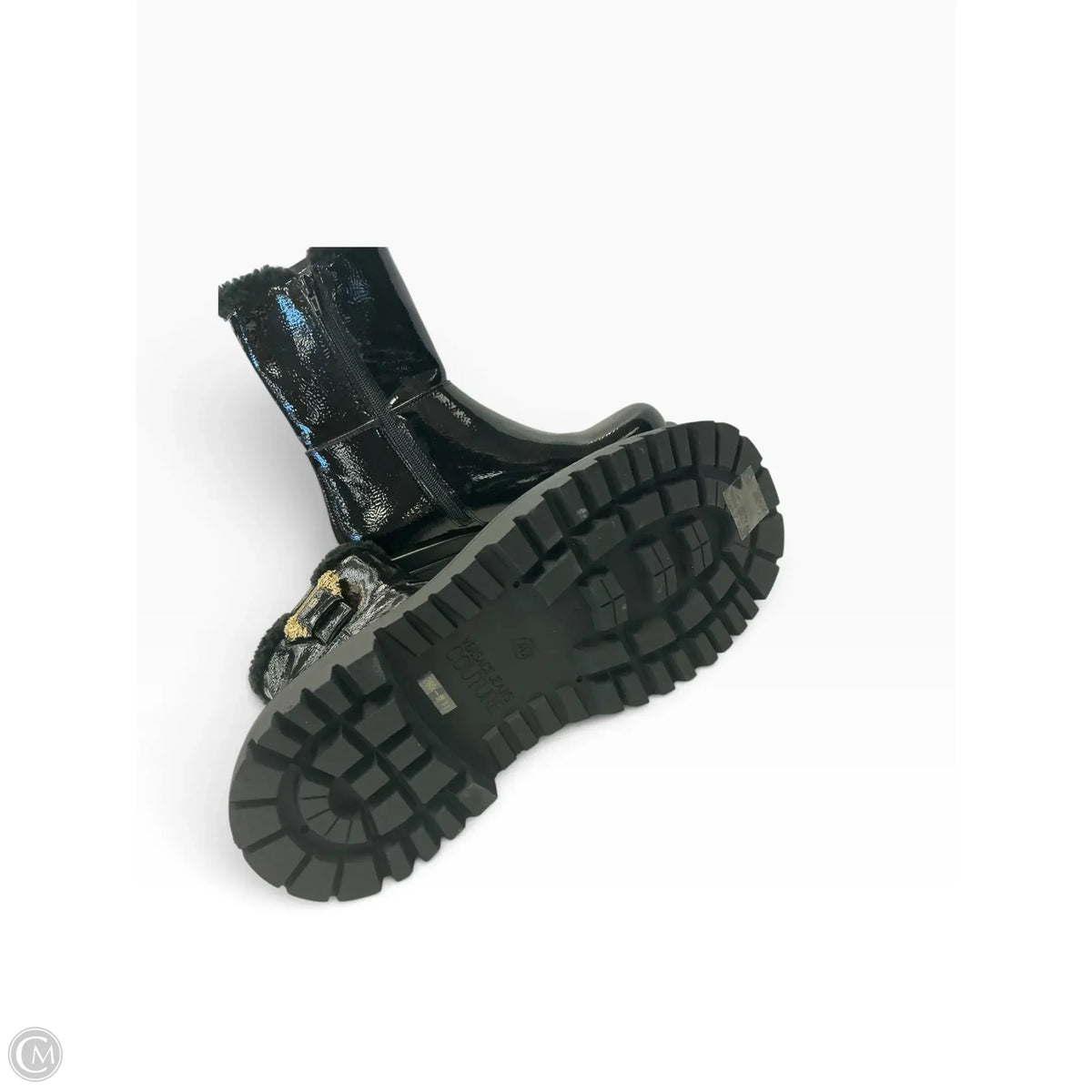 Boots Ankle Flats By Versace In Black, Size: 9