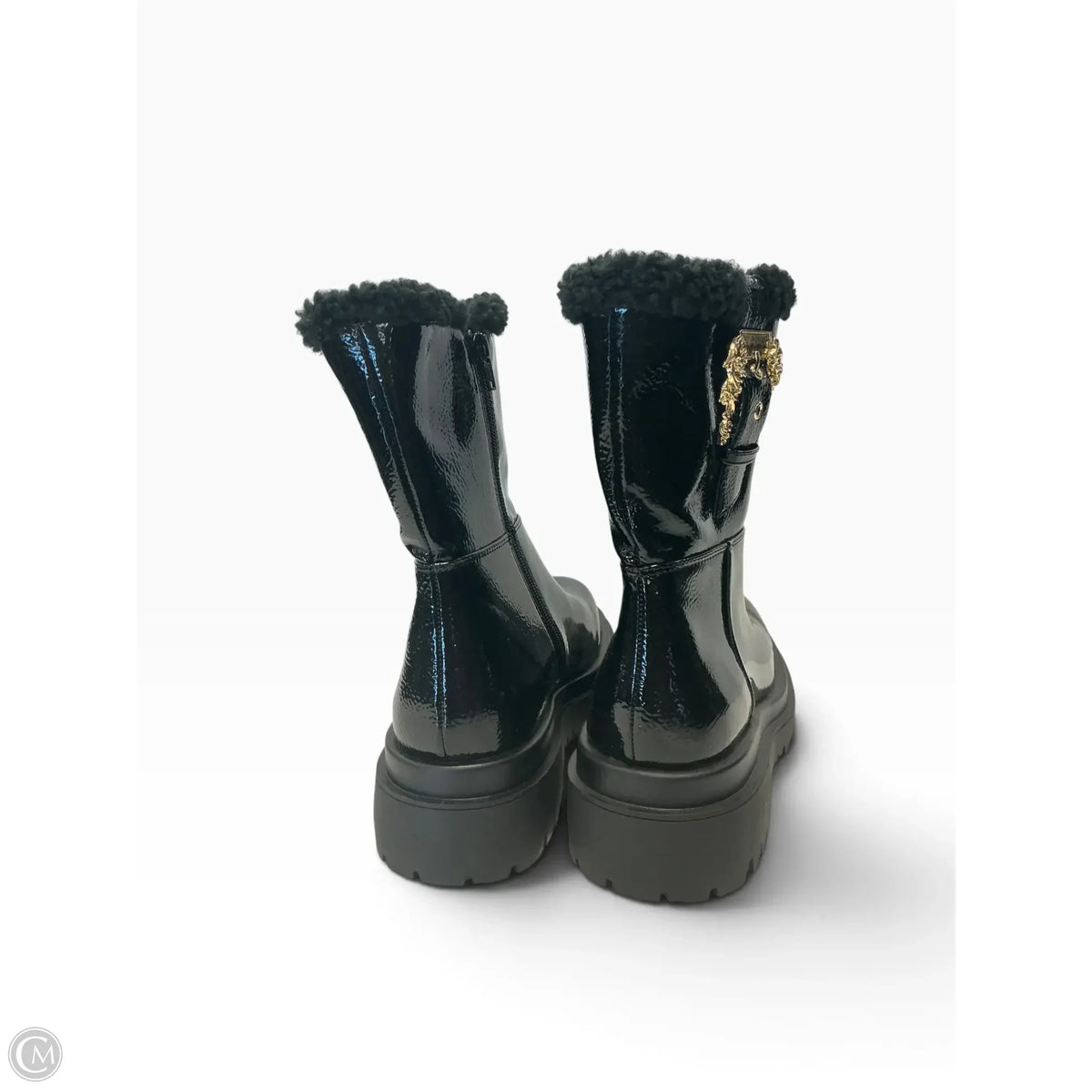 Boots Ankle Flats By Versace In Black, Size: 9