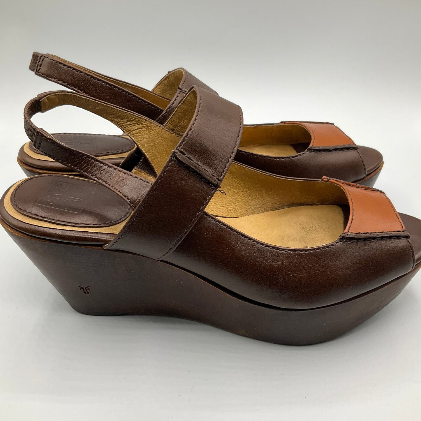 Brown Shoes Heels Platform Frye, Size 7.5