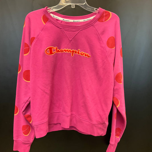 Athletic Top Long Sleeve Collar By Champion In Pink, Size: Xl