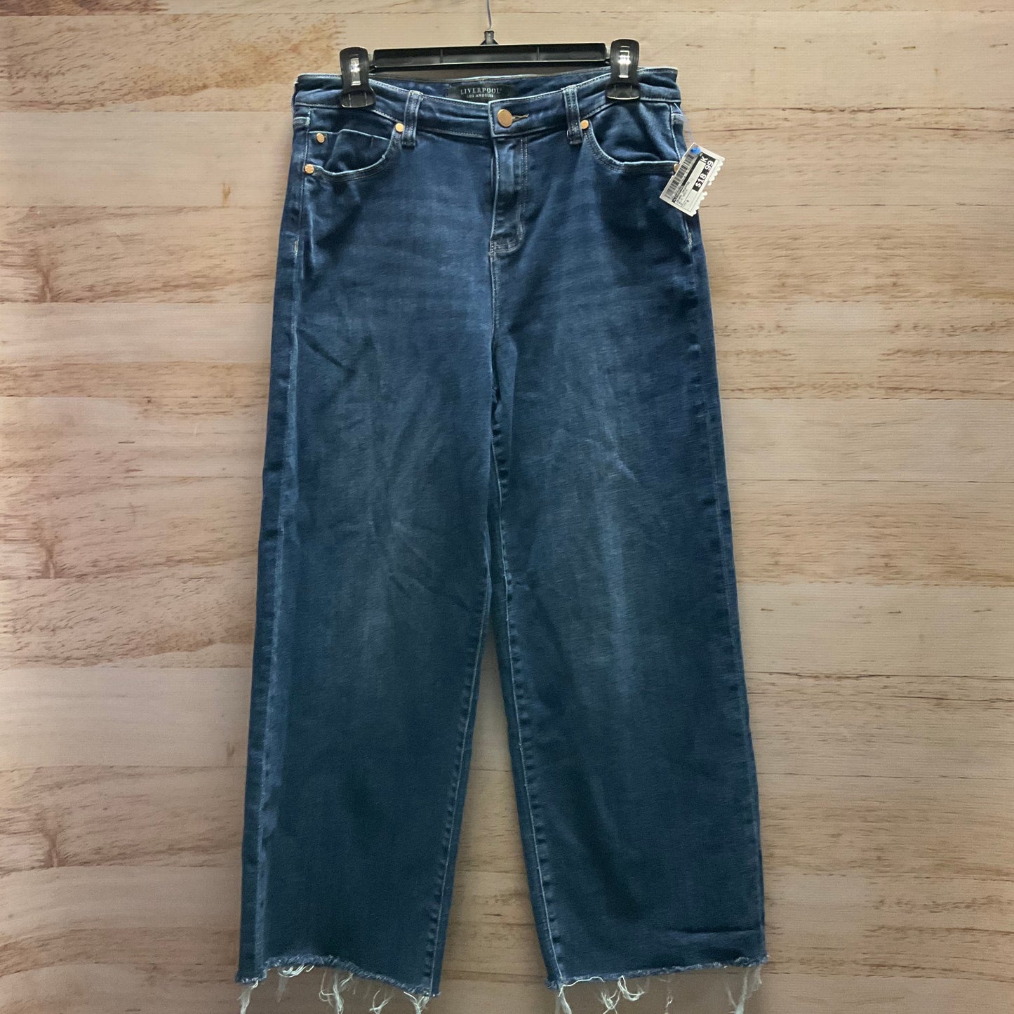 Jeans Cropped By Liverpool In Blue Denim, Size: 8