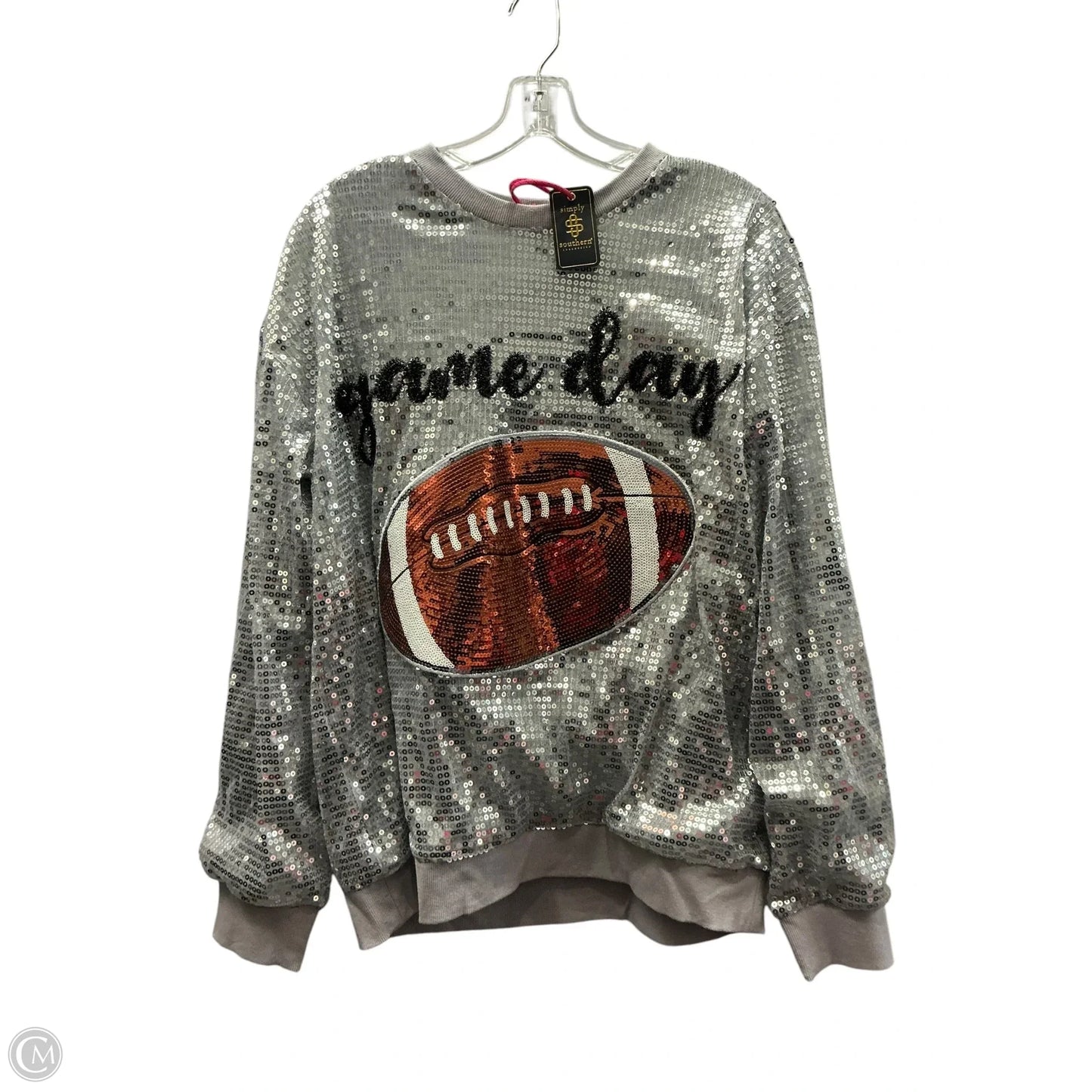 Top Long Sleeve By Simply Southern In Grey, Size: L