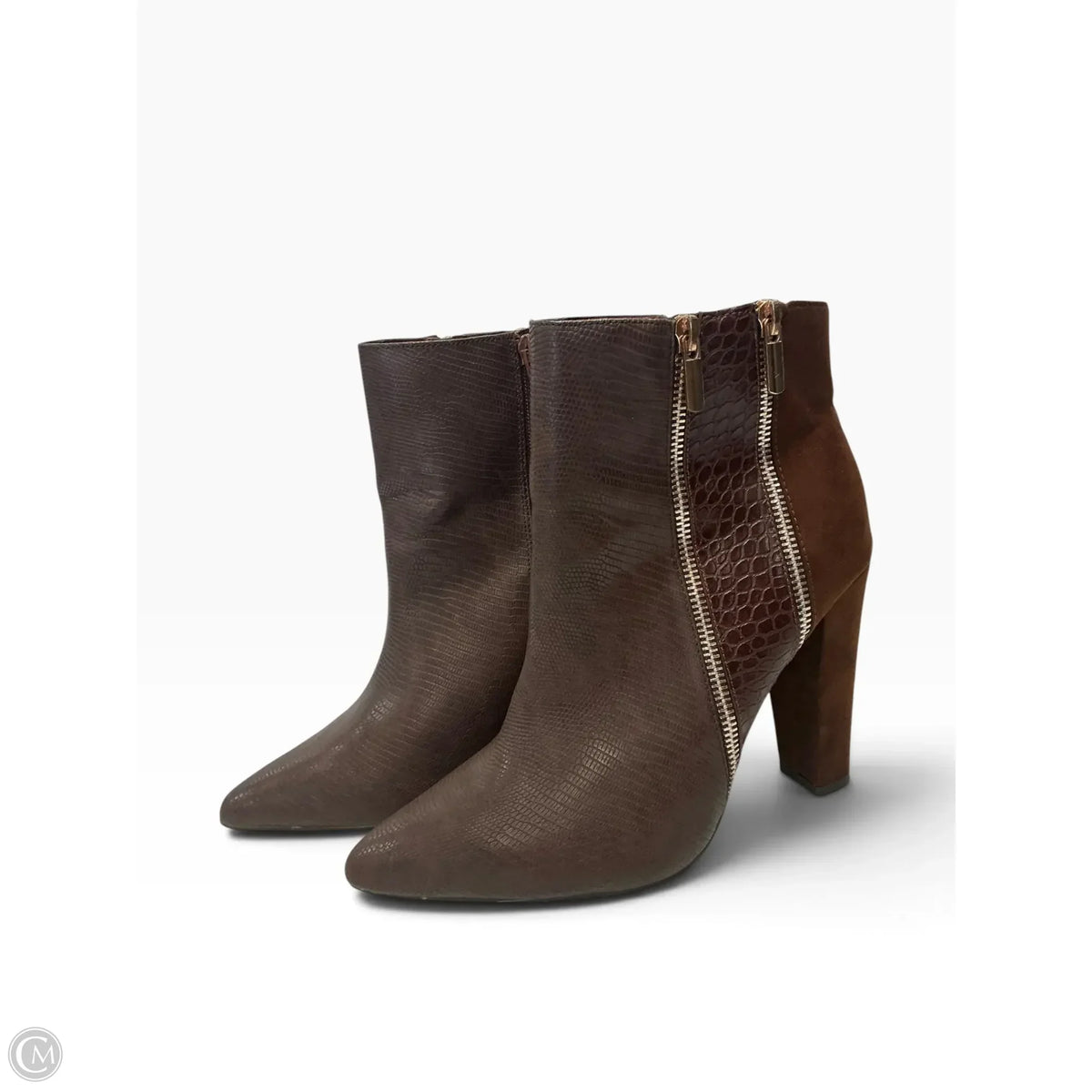 Boots Ankle Heels By Clothes Mentor In Brown, Size: 10