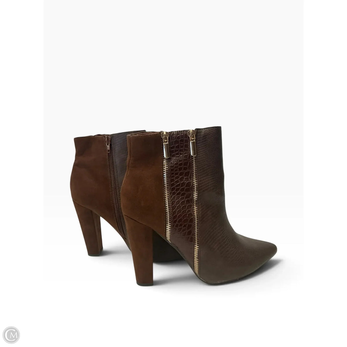 Boots Ankle Heels By Clothes Mentor In Brown, Size: 10