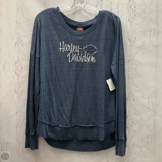 Top Long Sleeve By Harley Davidson In Blue, Size: L