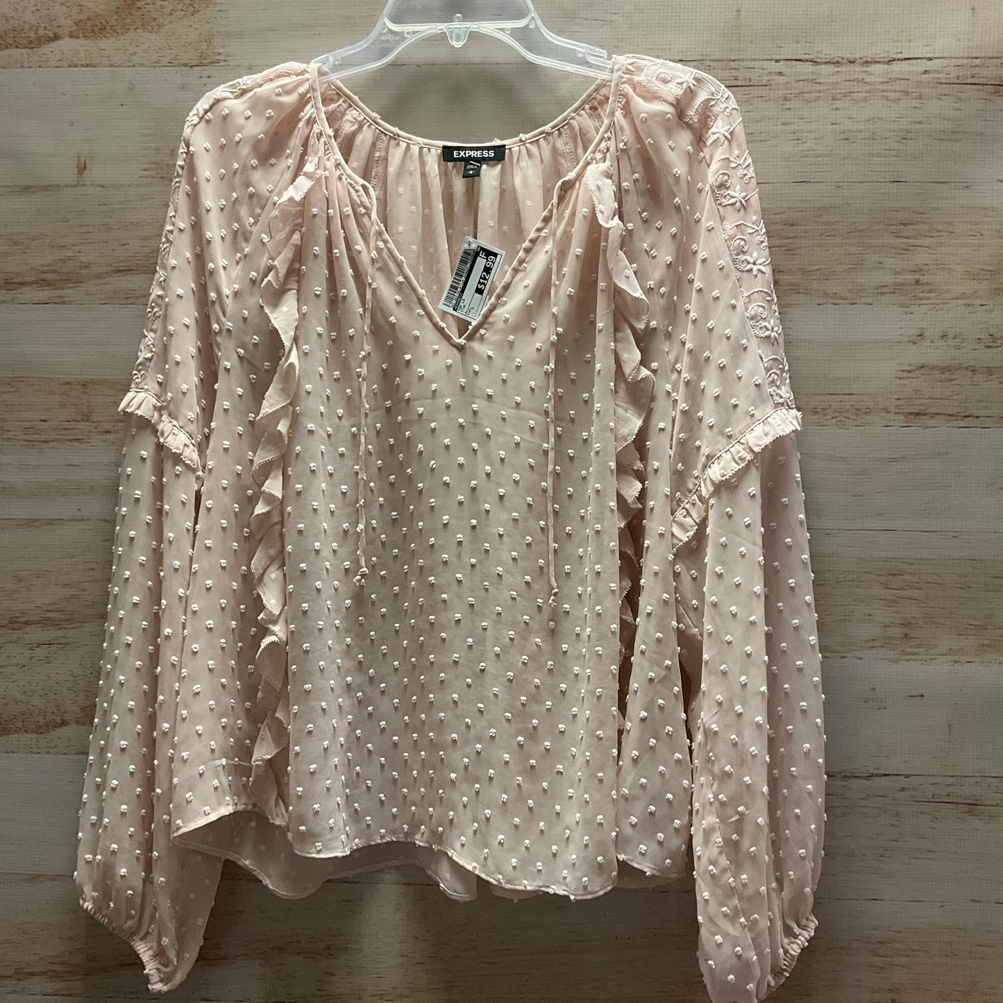 Top Long Sleeve By Express In Pink, Size: L