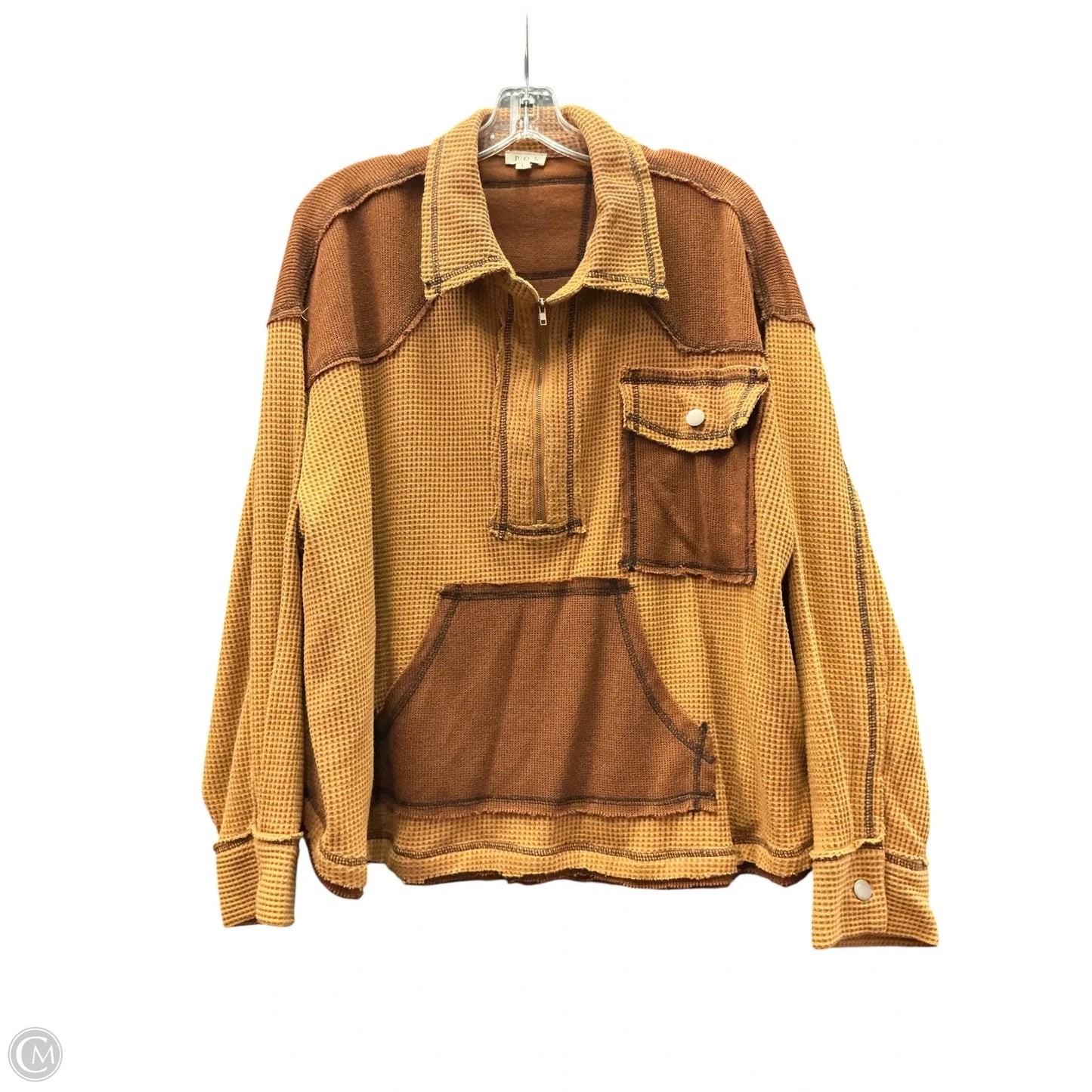 Top Long Sleeve By Pol In Brown, Size: L