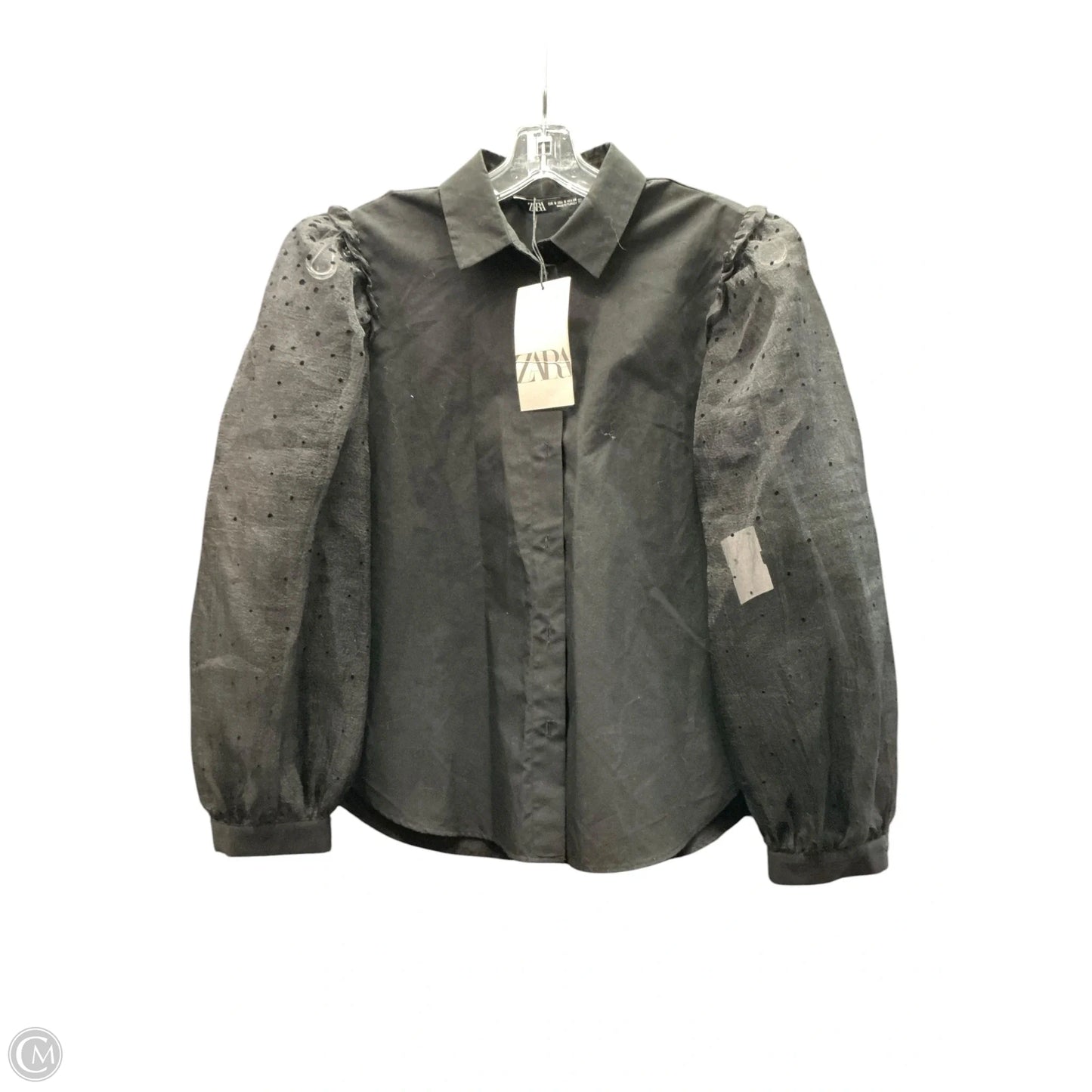 Top Long Sleeve By Zara In Black, Size: S