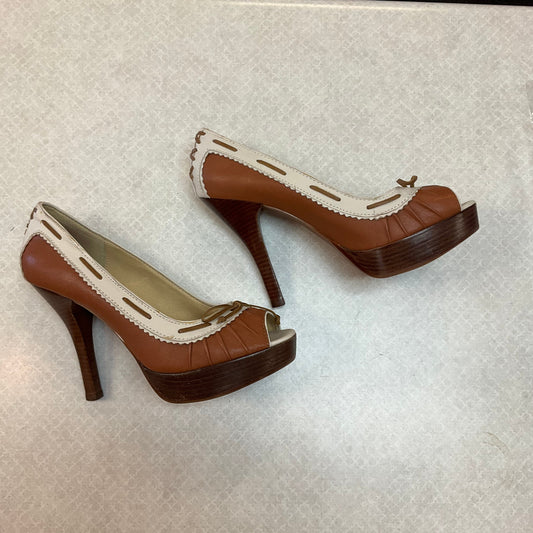 Brown & Cream Shoes Heels Stiletto Michael By Michael Kors, Size 8