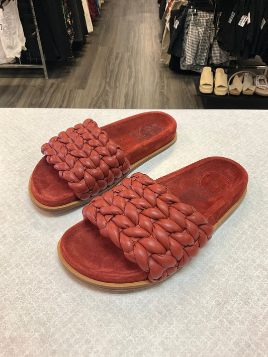 Red Sandals Designer Chloe, Size 8