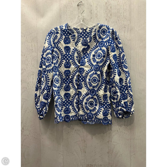 Top Long Sleeve By Shein In Blue & White, Size: M