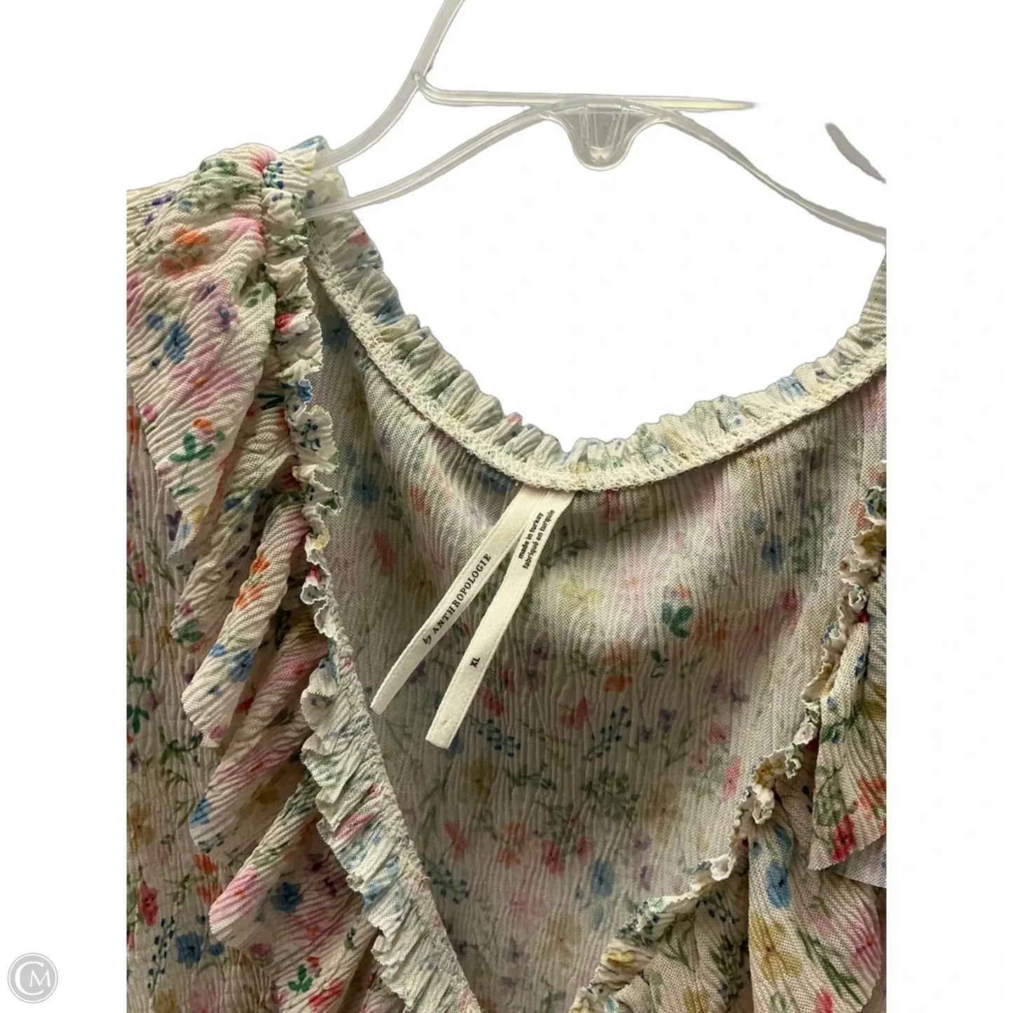 Top Long Sleeve By Anthropologie In Floral Print, Size: Xl