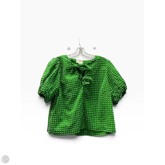 Top Short Sleeve Designer By Kate Spade In Green & White, Size: L
