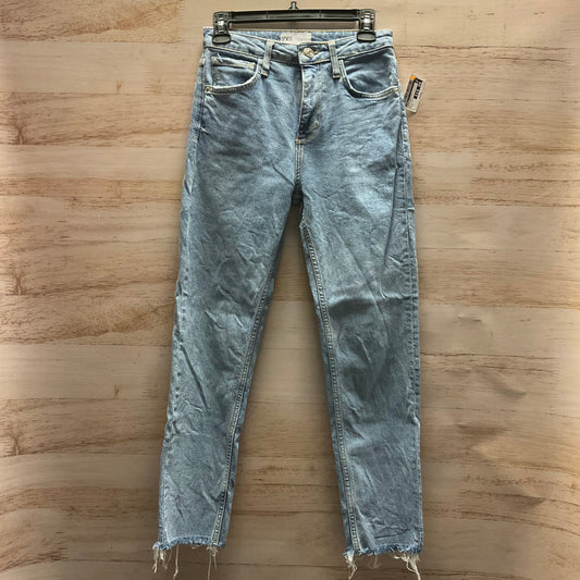 Jeans Straight By Zara In Blue Denim, Size: 4