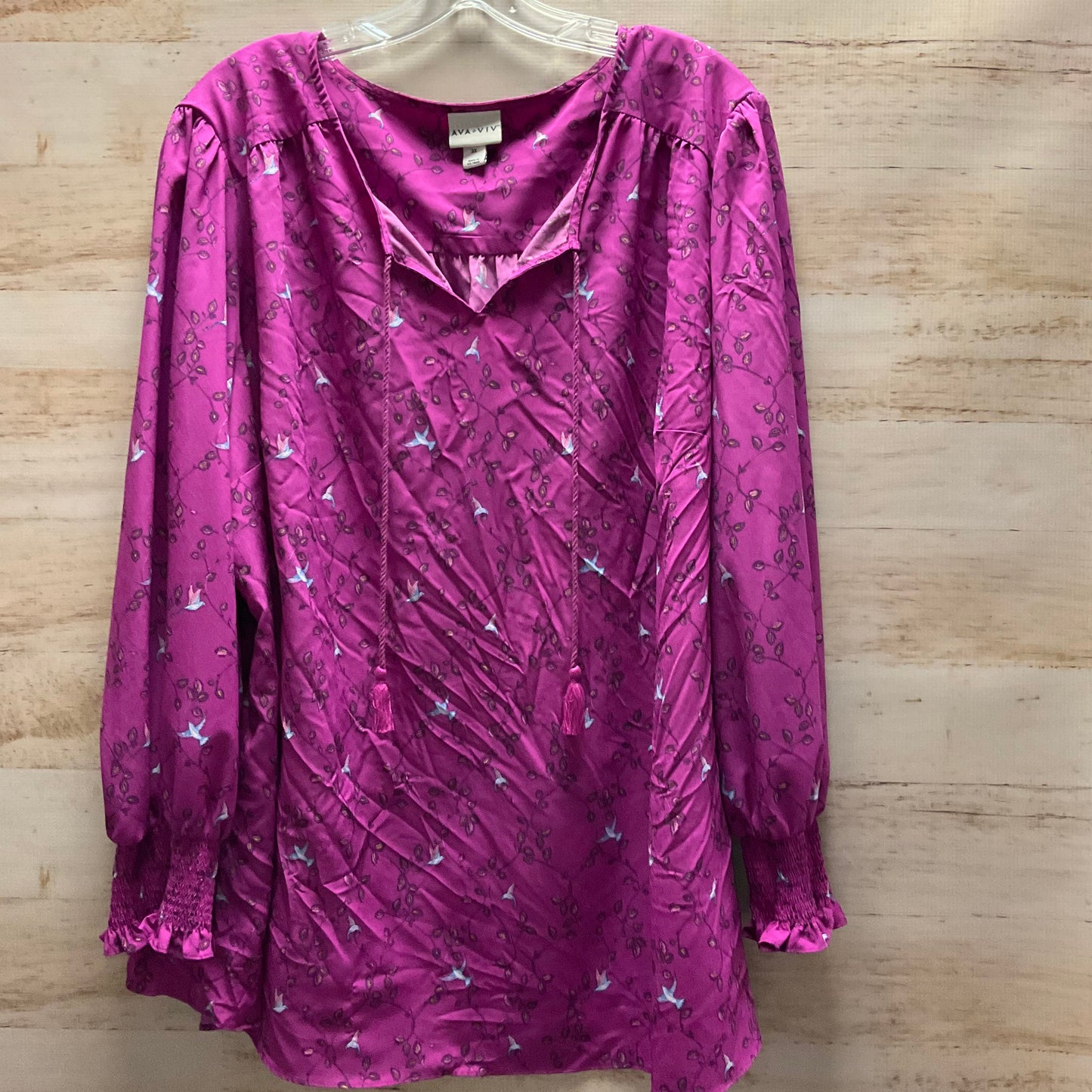 Top Long Sleeve By Ava & Viv In Purple, Size: 3x