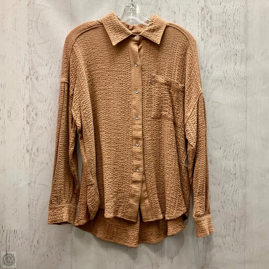 Top Long Sleeve By Bke In Brown, Size: Xs