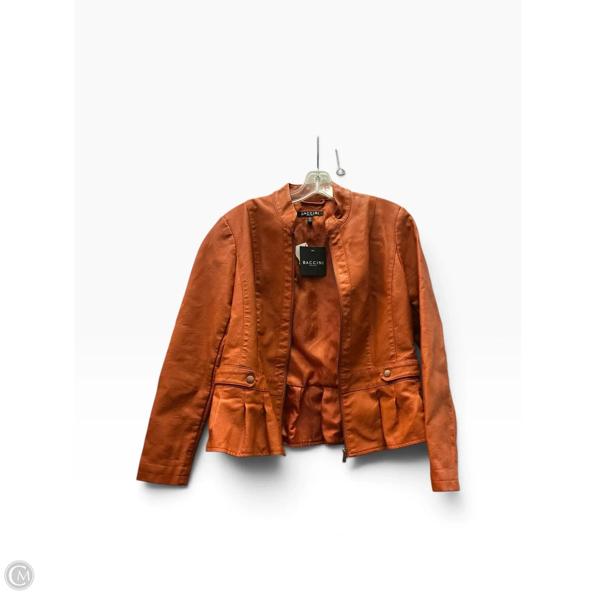 Jacket Moto By Baccini In Orange, Size: M