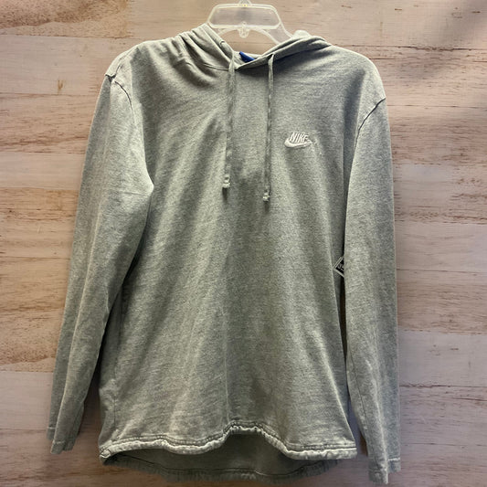 Athletic Sweatshirt Hoodie By Nike In Grey, Size: L