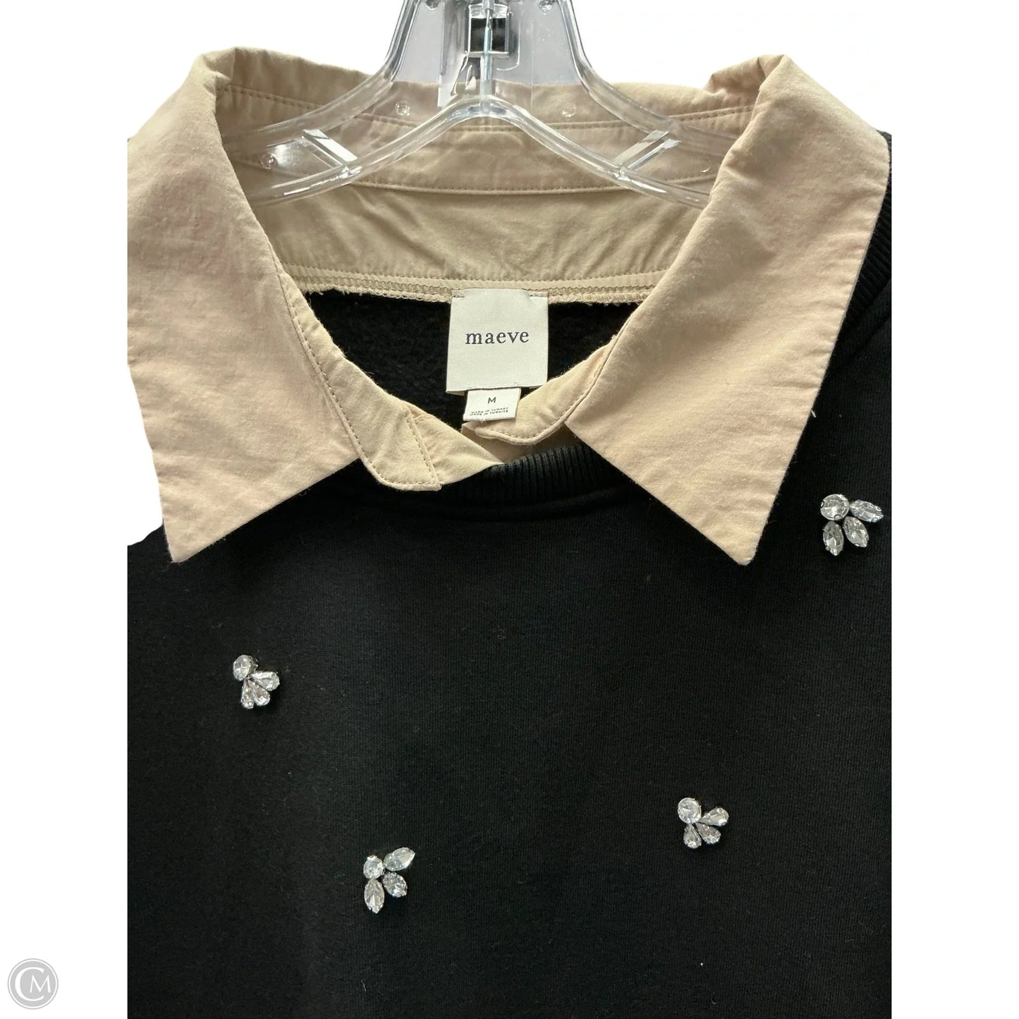 Sweatshirt Collar By Maeve In Black & Tan, Size: M