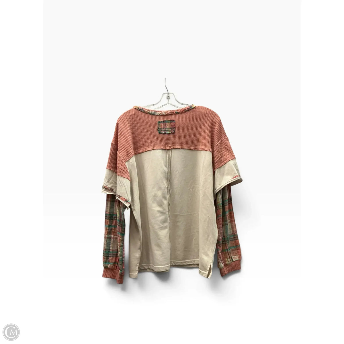 Top Long Sleeve By Easel In Pink & White, Size: M