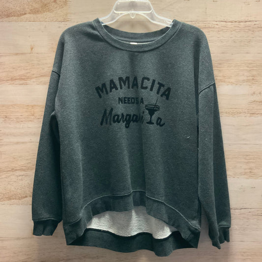 Sweatshirt Crewneck By Green Tea In Grey, Size: M