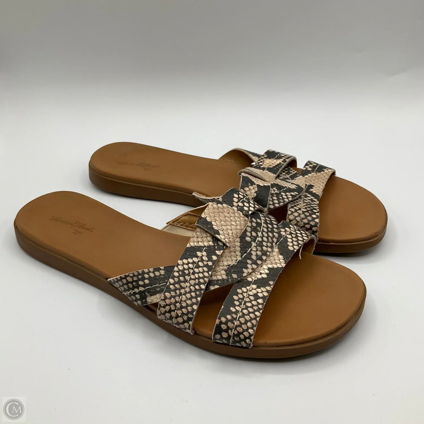 Sandals Flats By Universal Thread In Snakeskin Print, Size: 8