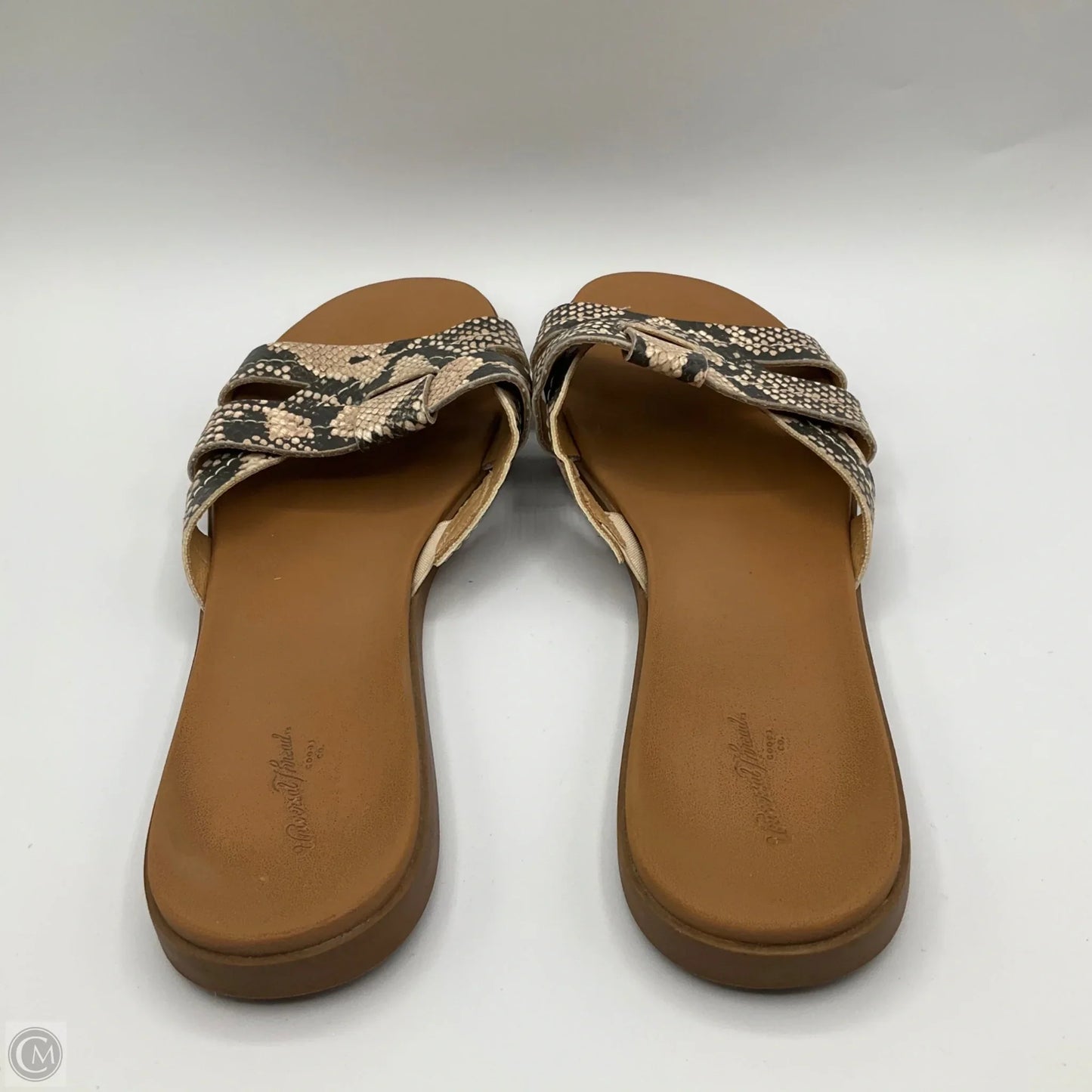 Sandals Flats By Universal Thread In Snakeskin Print, Size: 8