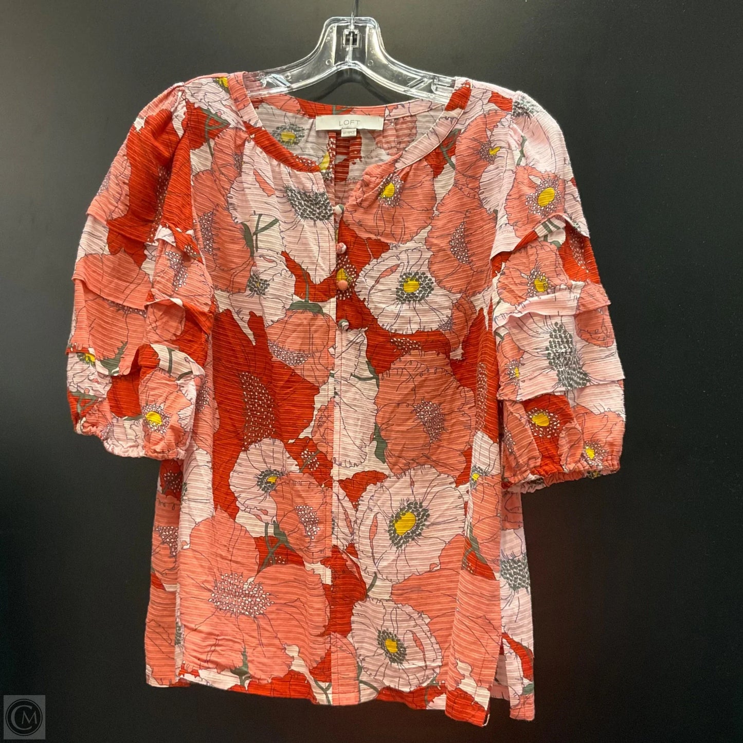 Top Short Sleeve By Loft In Floral Print, Size: Xs