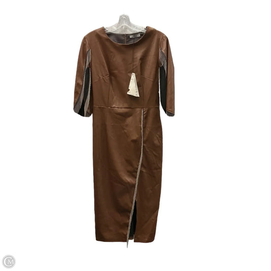 Dress Casual Midi By Clothes Mentor In Brown, Size: 12