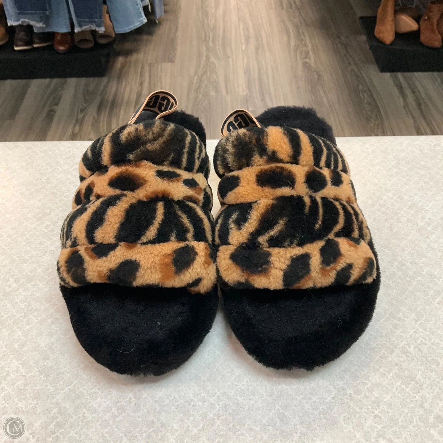 Slippers Designer By Ugg In Animal Print, Size: 7
